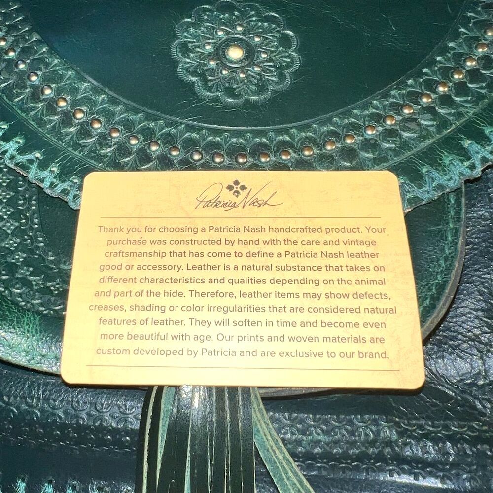 Patricia Nash Beaumont Dark Green Crossbody Bag Flap Tassel - Picture 14 of 15